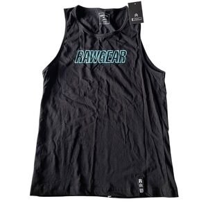 NEW RawGear Men's Small Black Tank Top Muscle Shirt Workout Logo Spell Out #FZ
